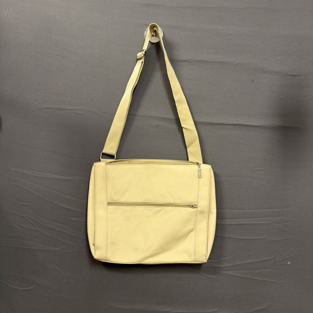 Maxx New York Shoulder Bag/Purse Tan 100% Polyester Zip Top Adjustable